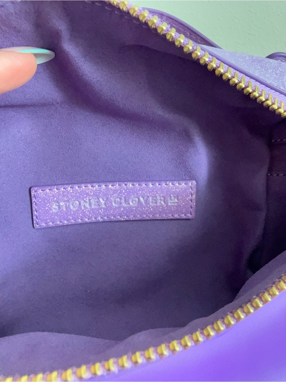 Stoney Clover Lane purple Cosmetic Case with Gold Heart Zippers - Picture 6 of 8